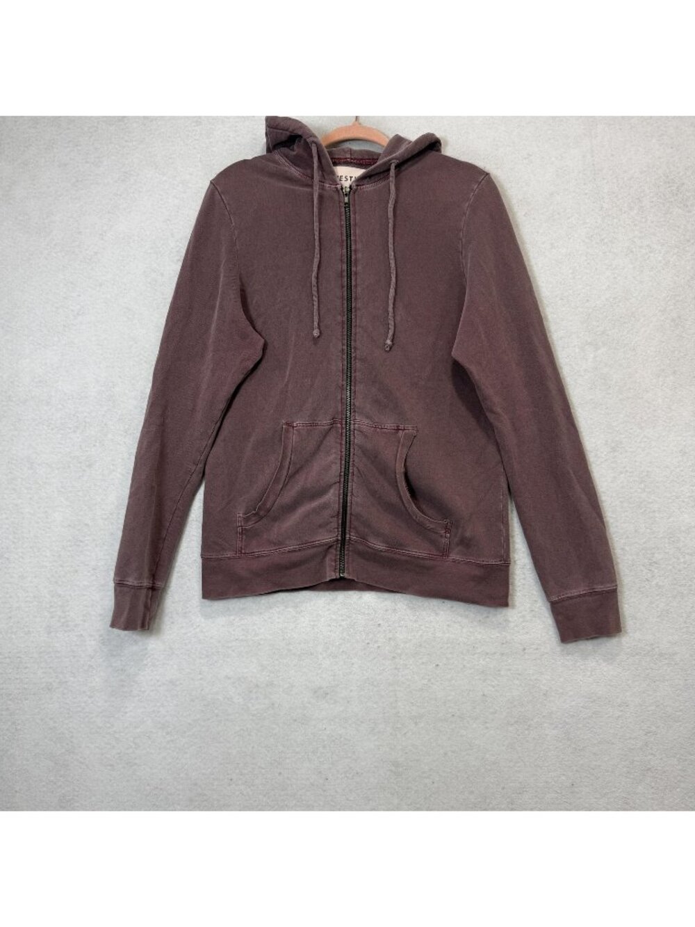 Vestige Hoodie Womens Medium Purple Organic Cotton Full Zip Terry Pockets Casual